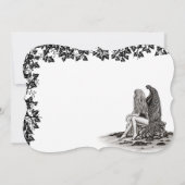 Angel , lost in thought , black and white Design Einladung (Rückseite)