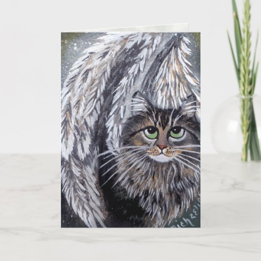 Angel Maine Coon Cat Card Karte (Vorderseite)