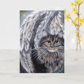 Angel Maine Coon Cat Card Karte (Gelbe Blume)