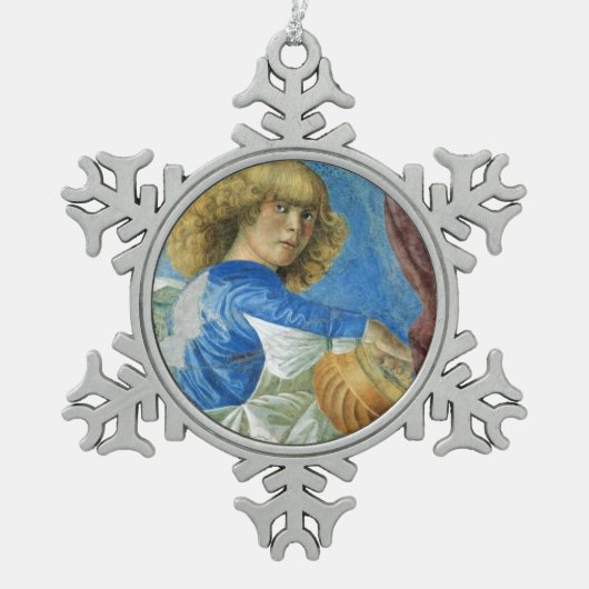 ANGEL MAKING MUSIC SCHNEEFLOCKEN Zinn-Ornament (Vorderseite)