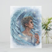 Angel Male Fantasy Guardian Feathers Art Card (Stehend Vorderseite)