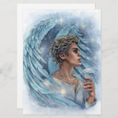 Angel Male Fantasy Guardian Feathers Art Card (Vorne/Hinten)