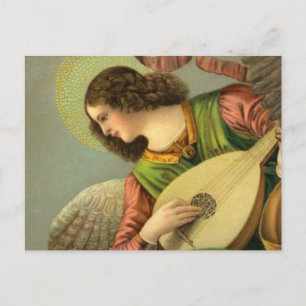 Angel-Malerei mit Mandolin Postkarte