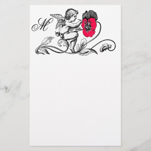 ANGEL MALERIEREN EIN BLUME-MONOGRAMM BRIEFPAPIER (Vorderseite)