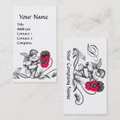 ANGEL MALERIEREN EIN PINK-BLUME-MONOGRAMM Schwarz- Visitenkarte (Vorne/Hinten)