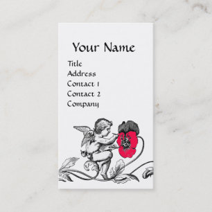 ANGEL MALERIEREN EIN PINK-BLUME-MONOGRAMM Schwarz- Visitenkarte