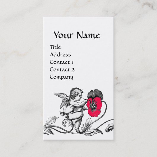 ANGEL MALERIEREN EIN PINK-BLUME-MONOGRAMM Schwarz- Visitenkarte (Vorderseite)