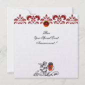 ANGEL MALERIEREN EIN ROTES BLUME-DAMASK-MONOGRAM-E EINLADUNG (Rückseite)