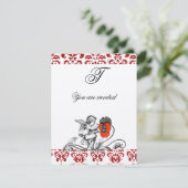 ANGEL MALERIEREN EINE ROTE BLUME DAMASK MONOGRAMM EINLADUNG (Stehend Vorderseite)