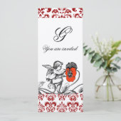 ANGEL MALERIEREN EINE ROTE BLUME DAMASK MONOGRAMM EINLADUNG (Stehend Vorderseite)