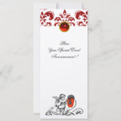 ANGEL MALERIEREN EINE ROTE BLUME DAMASK MONOGRAMM  EINLADUNG (Rückseite)