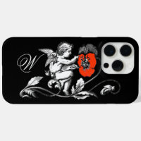 ANGEL MALERIEREN EINE ROTE BLUME, MONOGRAMM, schwa