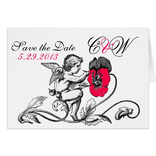 ANGEL MALERIEREN EINE ROTE BLUME SAVE THE DATE MON (Vorderseite (Horizontal))