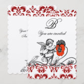 ANGEL MALERIEREN ROTE BLUME DAMASK MONOGRAM Filz Einladung (Vorne/Hinten)