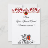 ANGEL MALERIEREN ROTE BLUME DAMASK MONOGRAM Filz Einladung (Rückseite)