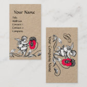 ANGEL MALERN EINER PINKEN-BLUME, MONOGRAM-Kraft-Pa Visitenkarte (Vorne/Hinten)