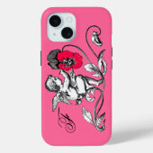ANGEL MALERN EINER PINKEN BLUME, MONOGRAMM Case-Mate iPhone HÜLLE (Rückseite)