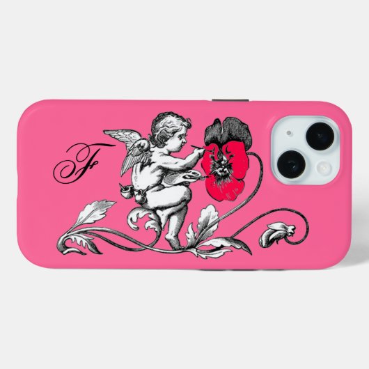 ANGEL MALERN EINER PINKEN BLUME, MONOGRAMM Case-Mate iPhone HÜLLE (Rückseite (Horizontal))