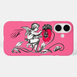 ANGEL MALERN EINER PINKEN BLUME, MONOGRAMM iPhone 16 HÜLLE