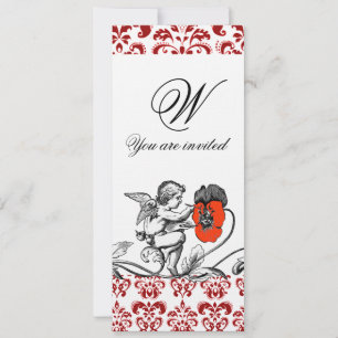 ANGEL MALERN EINER ROTEN BLUME DAMASK MONOGRAMM Le Einladung