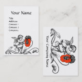 ANGEL MALERN EINER ROTEN BLUME Schwarz-weiß Visitenkarte (Vorne/Hinten)