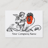 ANGEL MALERN EINER ROTEN BLUME Schwarz-weiß Visitenkarte (Rückseite)