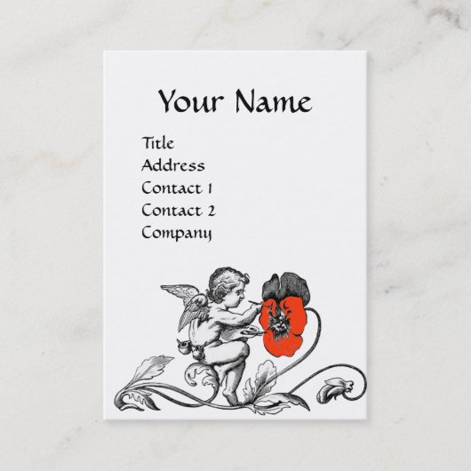 ANGEL MALERN EINER ROTEN BLUME Schwarz-weiß Visitenkarte (Vorderseite)