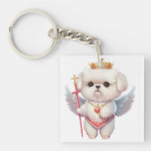 Angel Maltese Puppy, Maltes Hundeliebhaber und Bes Schlüsselanhänger (Vorderseite)