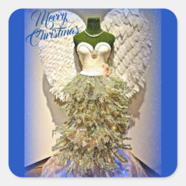 Angel Mannequin Kleid Form Weihnachtsbaum Quadratischer Aufkleber