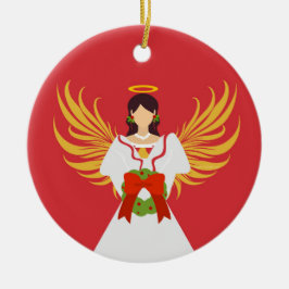 Angel Merry Christmas Red Green Wreath Wings Gesch Keramik Ornament