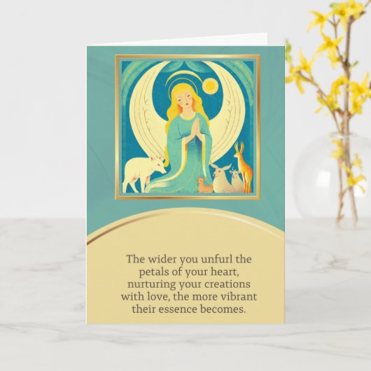 angel message happy birthday karte (Gelbe Blume)