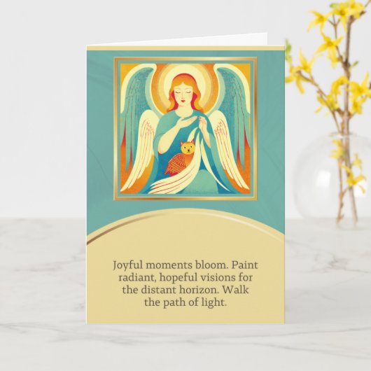 angel message happy birthday karte (Gelbe Blume)