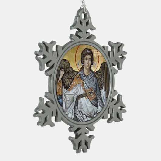 Angel Michael Schneeflocken Zinn-Ornament (Links)
