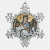Angel Michael Schneeflocken Zinn-Ornament (Vorderseite)