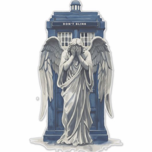 Angel mit Blue Police Box 1 Aufkleber (Vorderseite)