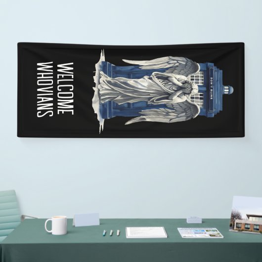 Angel mit Blue Police Box 1 Banner (Messe)