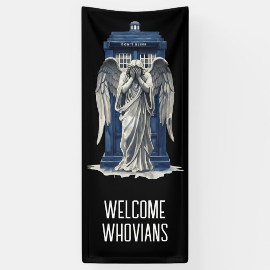 Angel mit Blue Police Box 1 Banner (Vertikal)