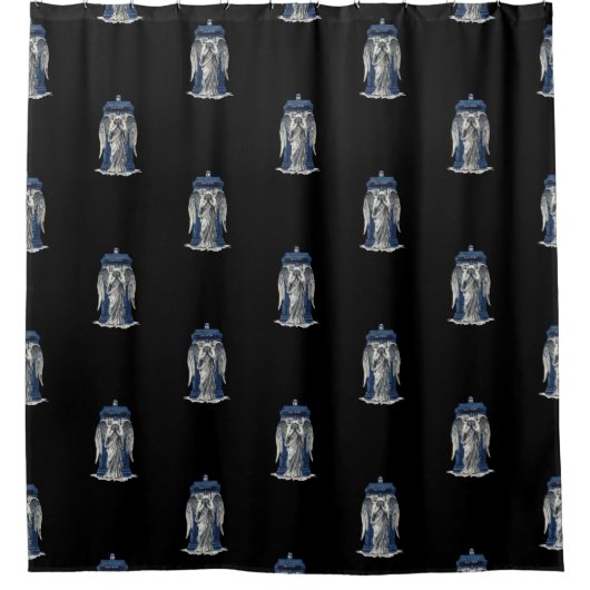 Angel mit Blue Police Box 1 Duschvorhang (Vorderseite)