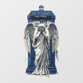 Angel mit Blue Police Box 1 Fensteraufkleber (Blatt)