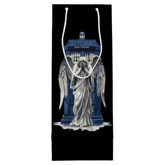 Angel mit Blue Police Box 1 Geschenktüte Für Weinflaschen (Rückseite)
