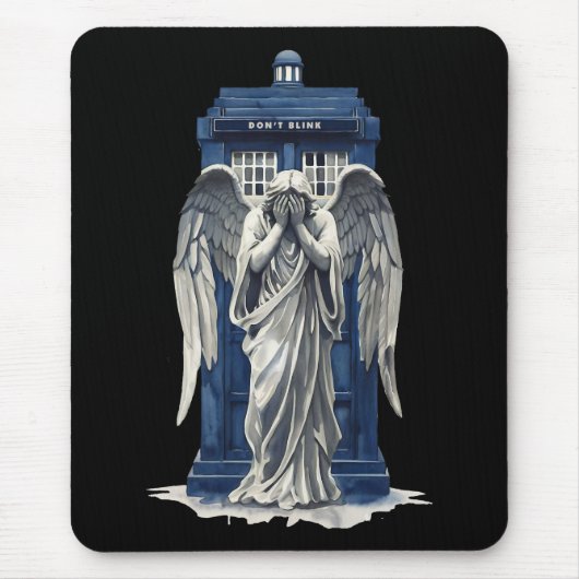 Angel mit Blue Police Box 1 Mousepad (Vorne)