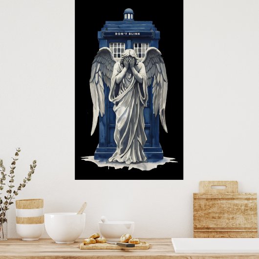 Angel mit Blue Police Box 1 Poster (Küche)