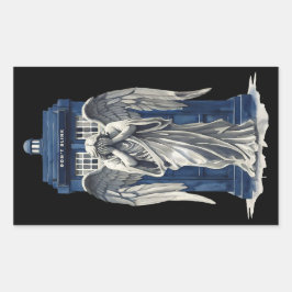 Angel mit Blue Police Box 1 Rechteckiger Aufkleber