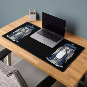 Angel mit Blue Police Box 1 Schreibtischunterlage