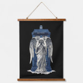 Angel mit Blue Police Box 1 Wandteppich Mit Holzrahmen (Vorderseite)