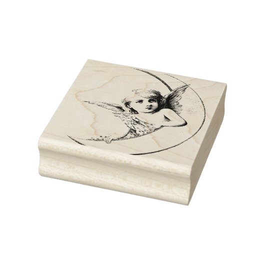ANGEL MIT CRESCENT MOON RUBBER BRIEFMARKE GUMMISTEMPEL (Stempel)