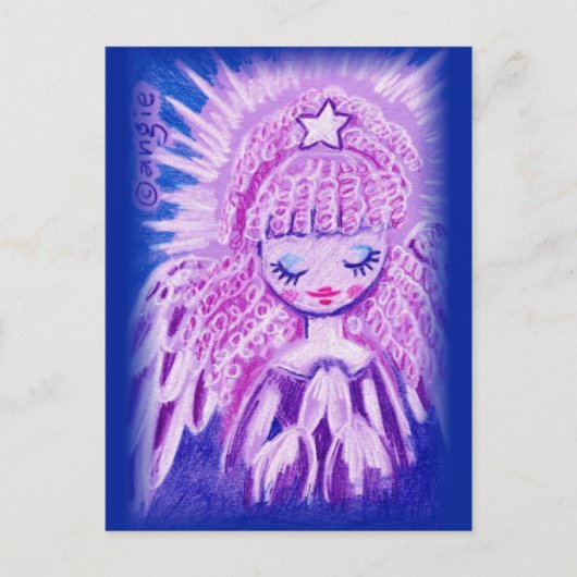 Angel mit Curls beten Postkarte (Vorderseite)