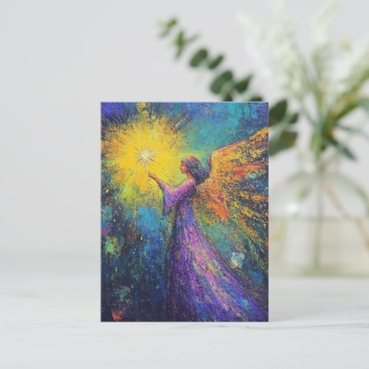 Angel mit einem Star Postkarte (Stehend Vorderseite)