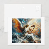 Angel mit Harfe, Postkarte (Vorne/Hinten)