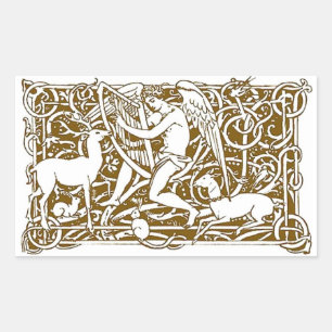 Angel mit Harp Rechteckiger Aufkleber